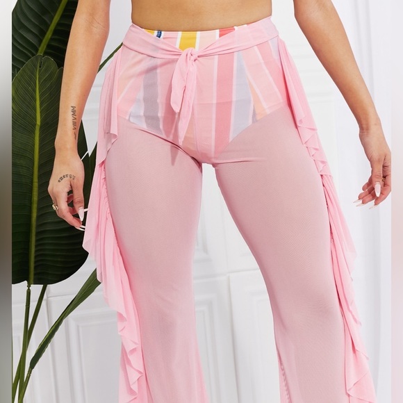 MARINA WEST MESH RUFFLE COVER-UP PANTS TAKE ME TO THE BEACH - Picture 6 of 6